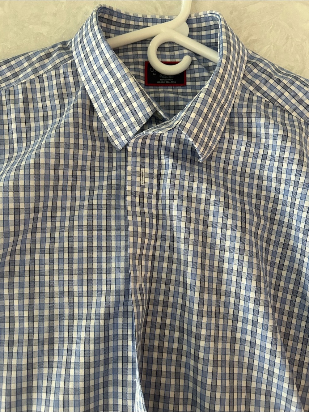 UNTUCKit Blue and White Checked Dress Shirt